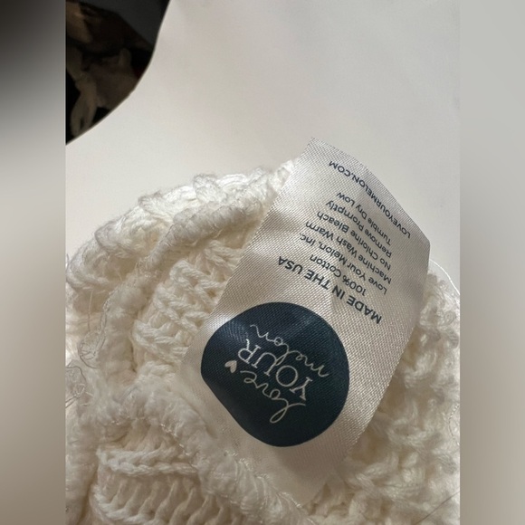 Love Your Melon 100% Cotton White Pom Beanie Adult All White with White Pom M7. main image 8